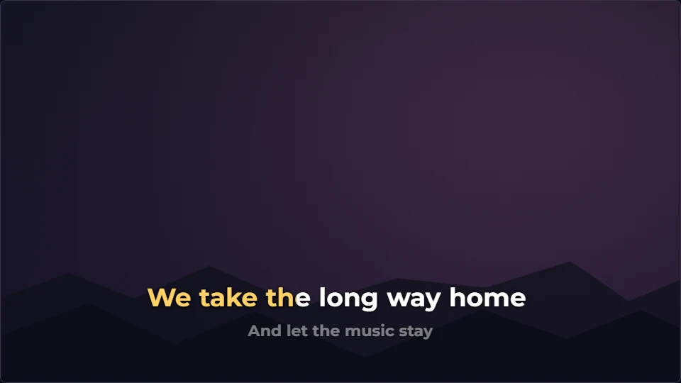 Real Classic Karaoke template with gold word highlighting over a night landscape